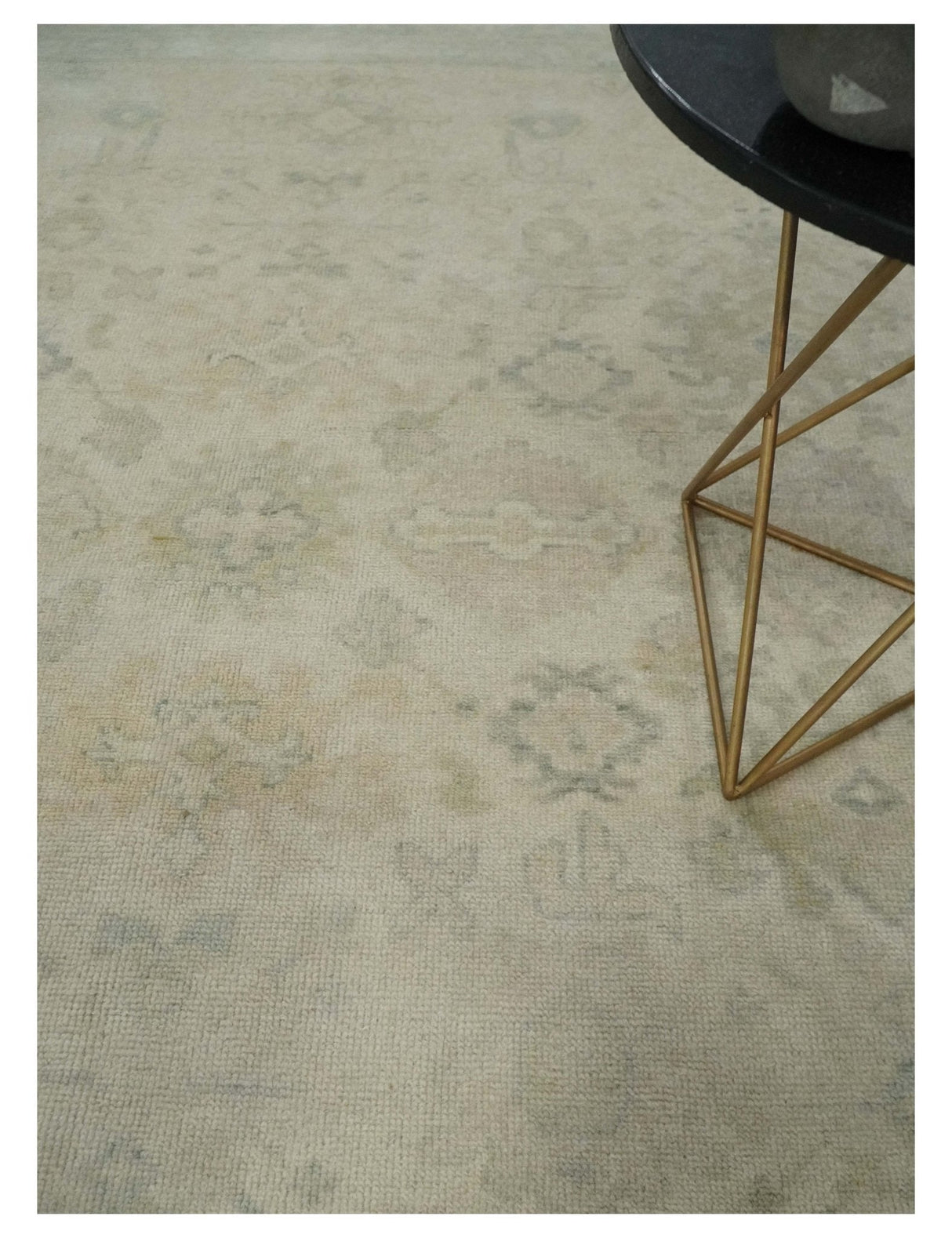 Neutral Earthy 8x10 Traditional Camel and Silver Antique Style Hand knotted Wool Area Rug