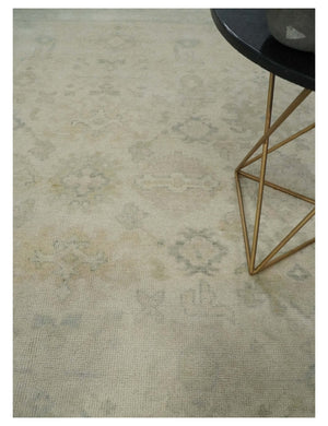 Neutral Earthy 8x10 Traditional Camel and Silver Antique Style Hand knotted Wool Area Rug