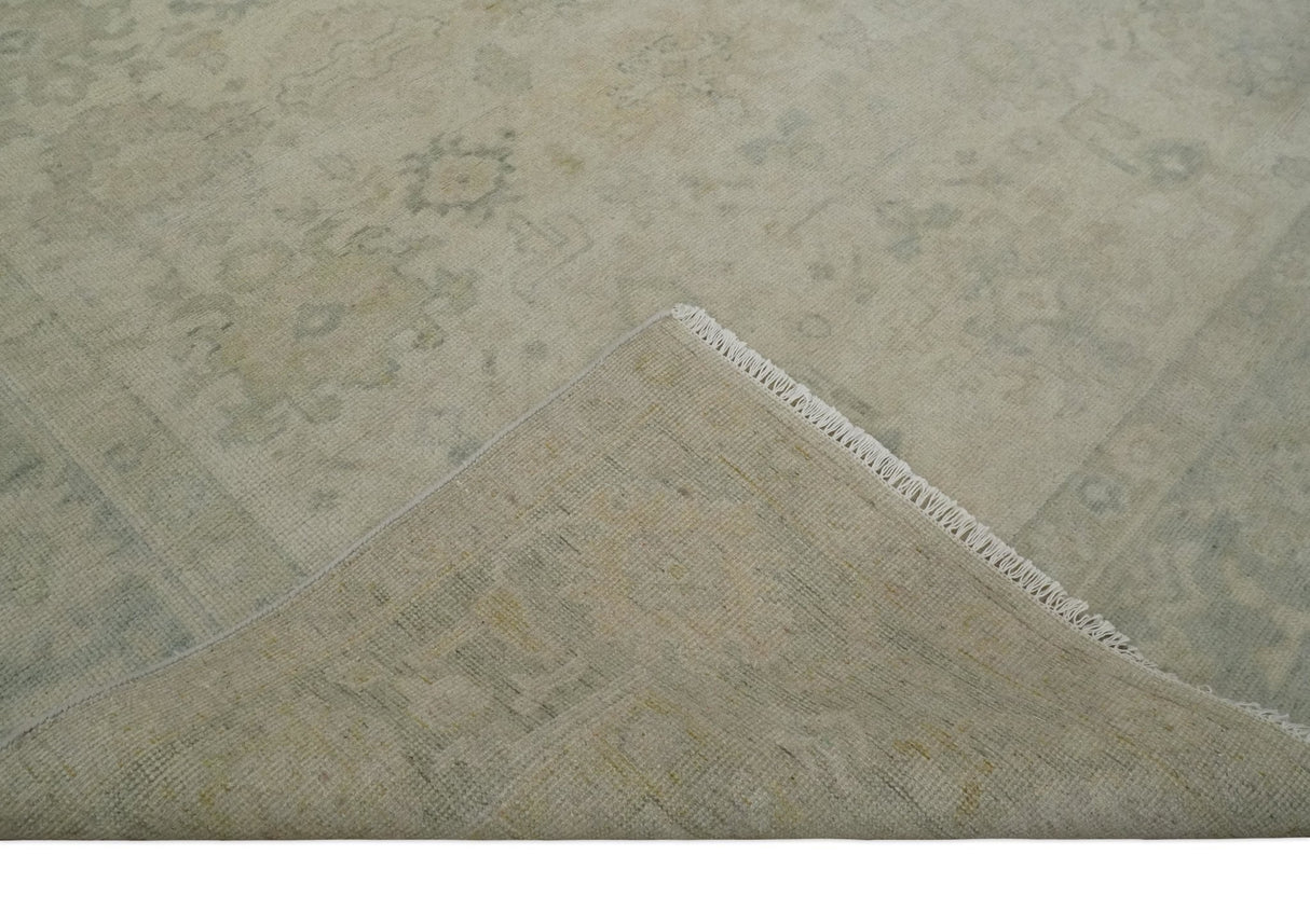 Neutral Earthy 8x10 Traditional Camel and Silver Antique Style Hand knotted Wool Area Rug