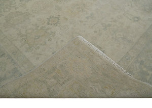 Neutral Earthy 8x10 Traditional Camel and Silver Antique Style Hand knotted Wool Area Rug