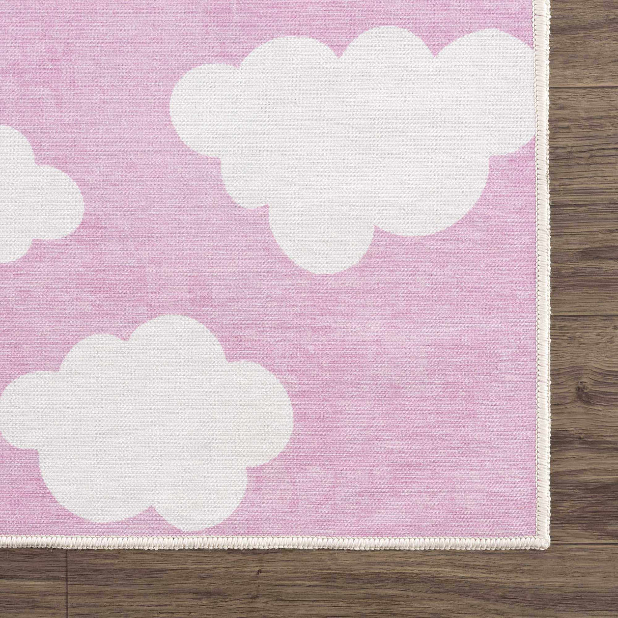 Nizar Pink Cloud Washable Kids Rug