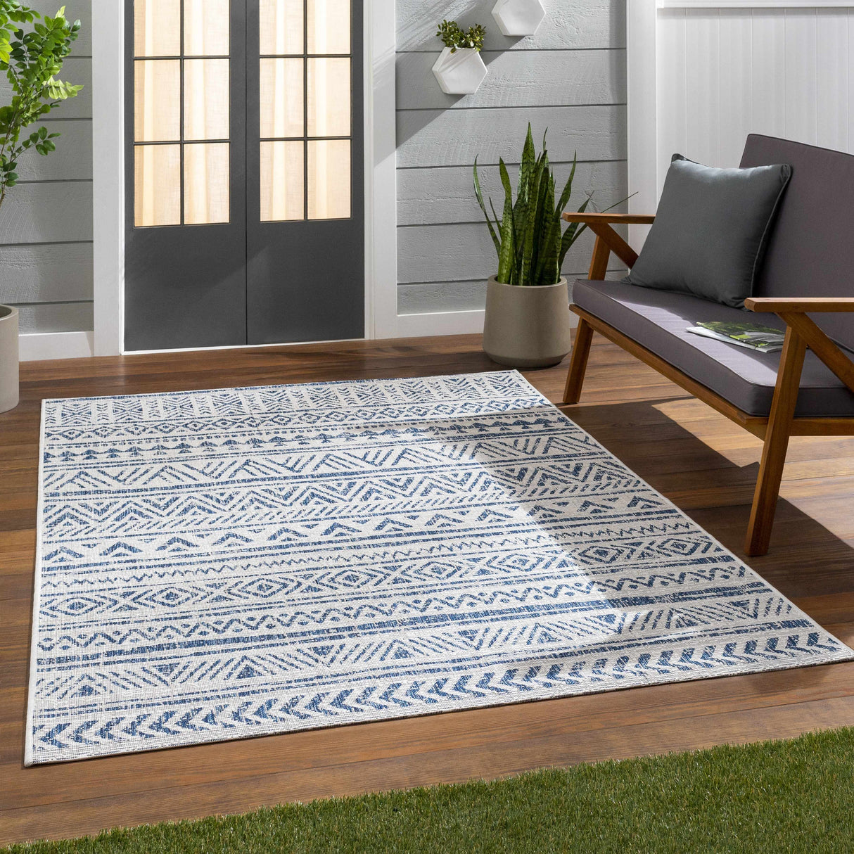 Novato Navy All Over Pattern Performance Rug
