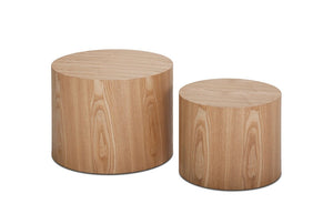 Oak Veneer Nesting Side Table Set