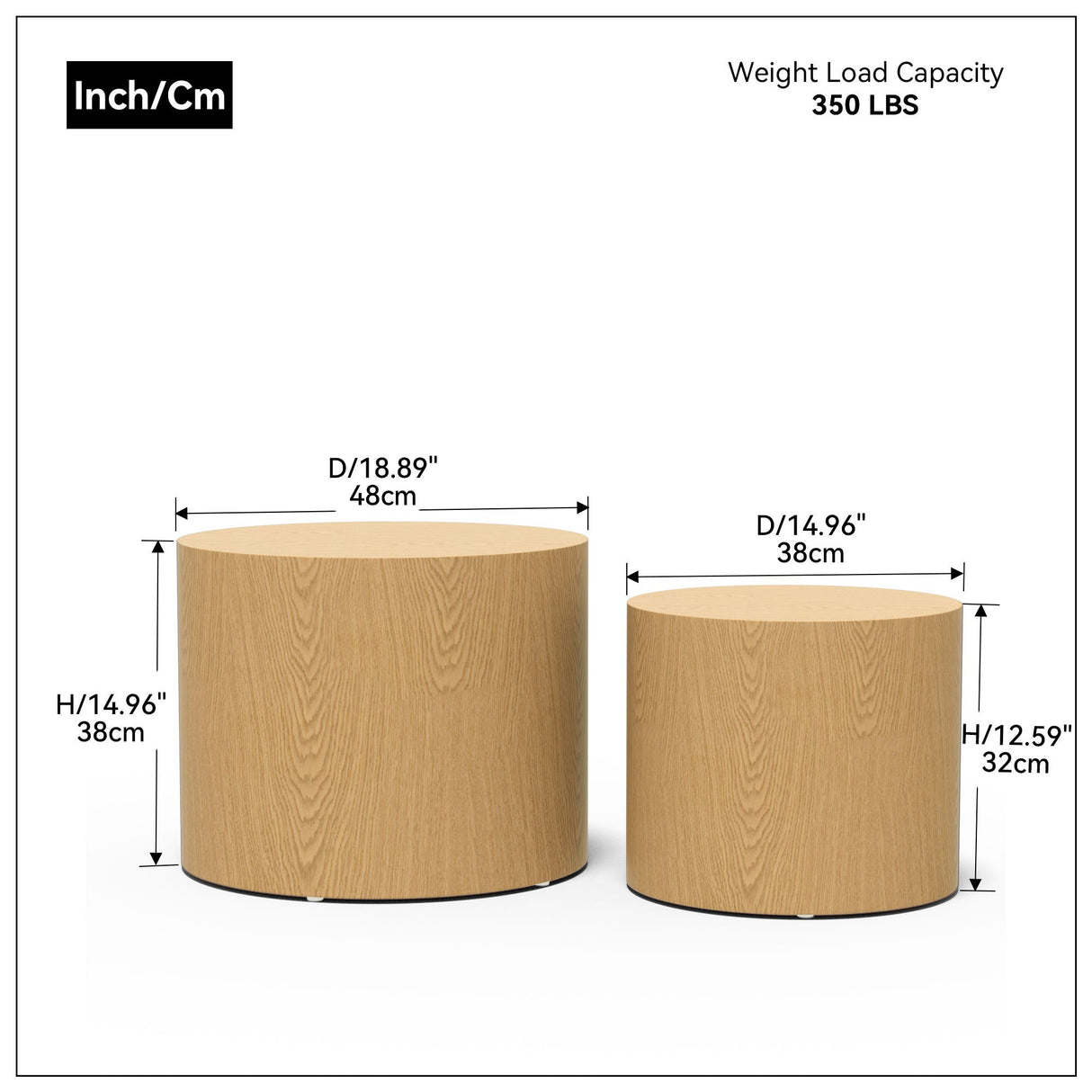 Oak Veneer Nesting Side Table Set
