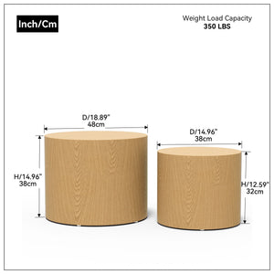 Oak Veneer Nesting Side Table Set