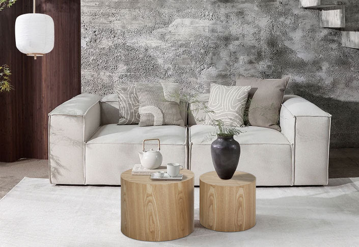 Oak Veneer Nesting Side Table Set
