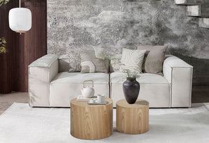 Oak Veneer Nesting Side Table Set