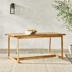 Olas Modern Wood Outdoor Slat-Top Dining Table