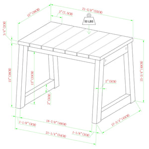 Olas Modern Wood Outdoor Slat-Top Side Table