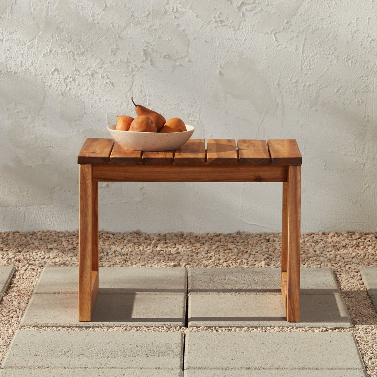 Olas Modern Wood Outdoor Slat-Top Side Table