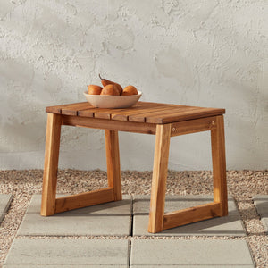 Olas Modern Wood Outdoor Slat-Top Side Table