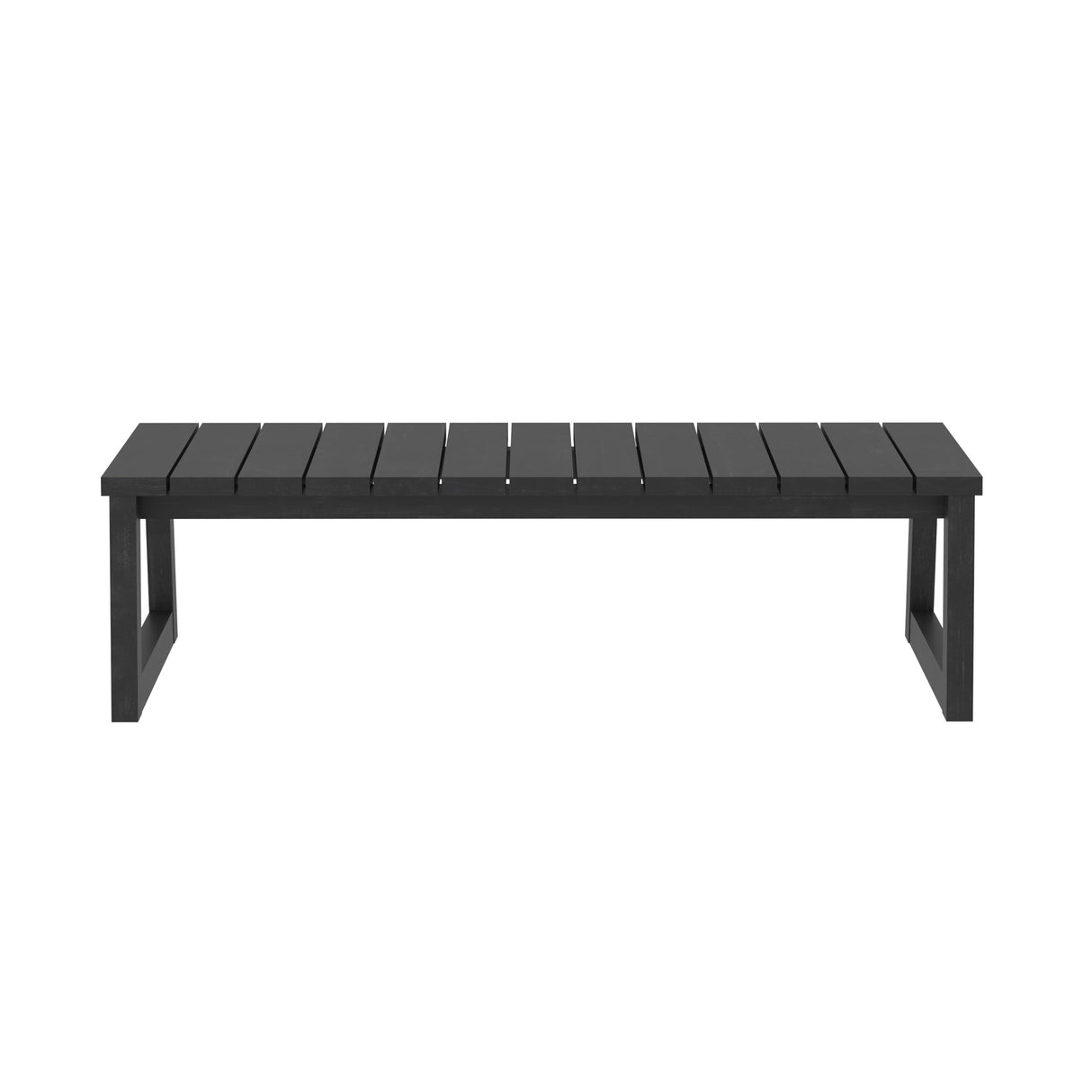 Olas Modern Wood Slat-Top Outdoor Coffee Table