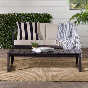 Olas Modern Wood Slat-Top Outdoor Coffee Table