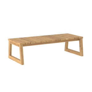 Olas Modern Wood Slat-Top Outdoor Coffee Table