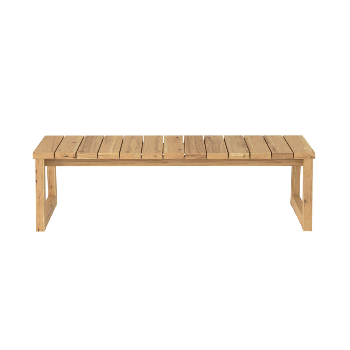 Olas Modern Wood Slat-Top Outdoor Coffee Table