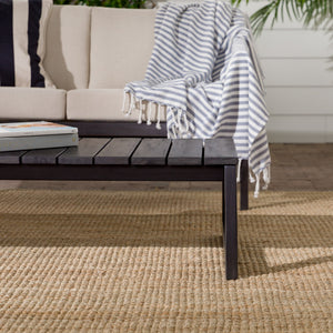 Olas Modern Wood Slat-Top Outdoor Coffee Table