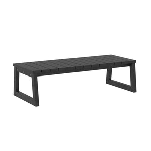 Olas Modern Wood Slat-Top Outdoor Coffee Table