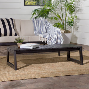 Olas Modern Wood Slat-Top Outdoor Coffee Table