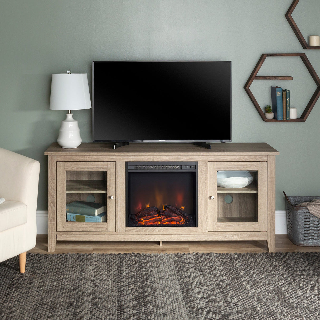 Olin Traditional Electric Fireplace TV Stand