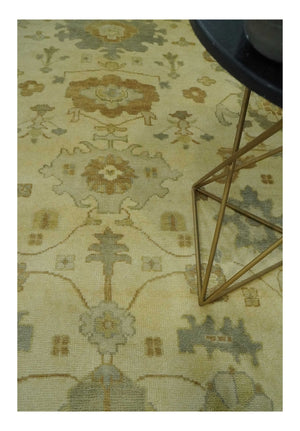 Olive, Beige and Gray Hand Knotted Traditional Oushak 8x10 wool Area Rug