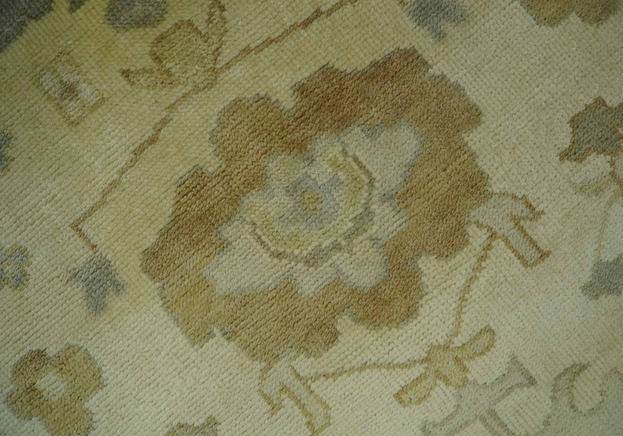 Olive, Beige and Gray Hand Knotted Traditional Oushak 8x10 wool Area Rug
