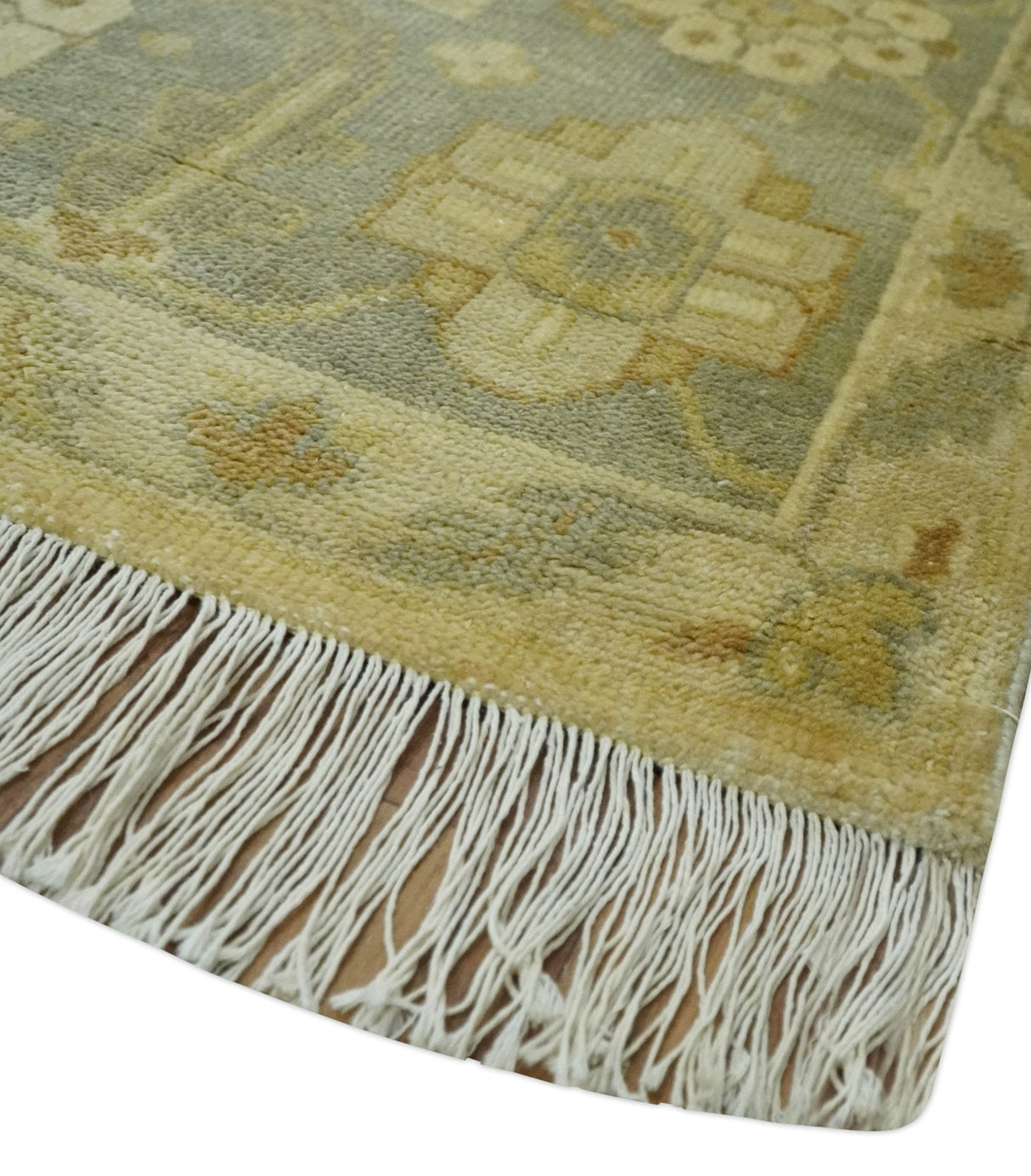 Olive, Beige and Gray Hand Knotted Traditional Oushak 8x10 wool Area Rug