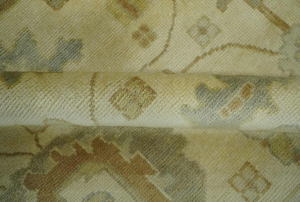 Olive, Beige and Gray Hand Knotted Traditional Oushak 8x10 wool Area Rug