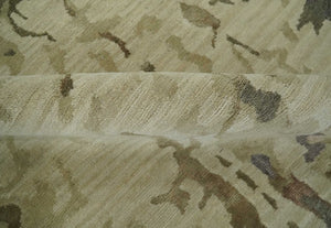 Olive, Brown and Charcoal Hand knotted 4x6 Abstract Wool and Art Silk Area Rug