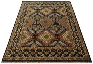 Olive, Gold, Black and Brown Oriental Traditional Hand Knotted Multi Size Wool Area Rug, Living Room and Bedroom Rug