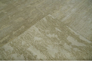 Olive Hand knotted Modern Carved Texture 4x6 Wool and art Silk Area Rug