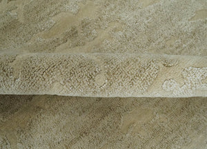 Olive Hand knotted Modern Carved Texture 4x6 Wool and art Silk Area Rug