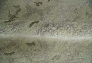 Olive and Dark Green and Silver 5x8 Hand Knotted Abstract Wool and Silk Area Rug