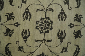 Olive and Dark green Hand Knotted 4x6 Floral Wool and Silk Area Rug