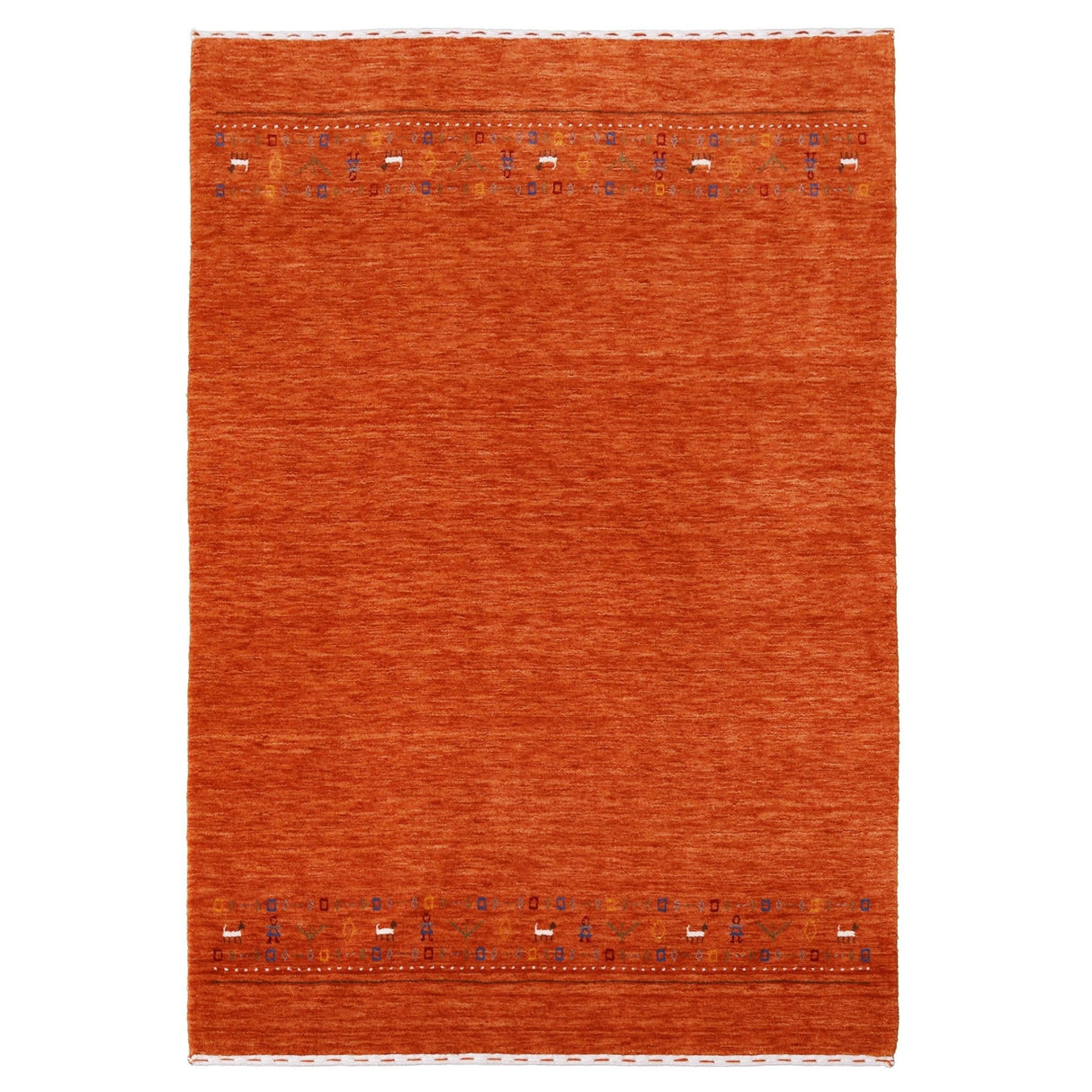 Orange Contemporary Design Hand Loomed Wool Area Rug