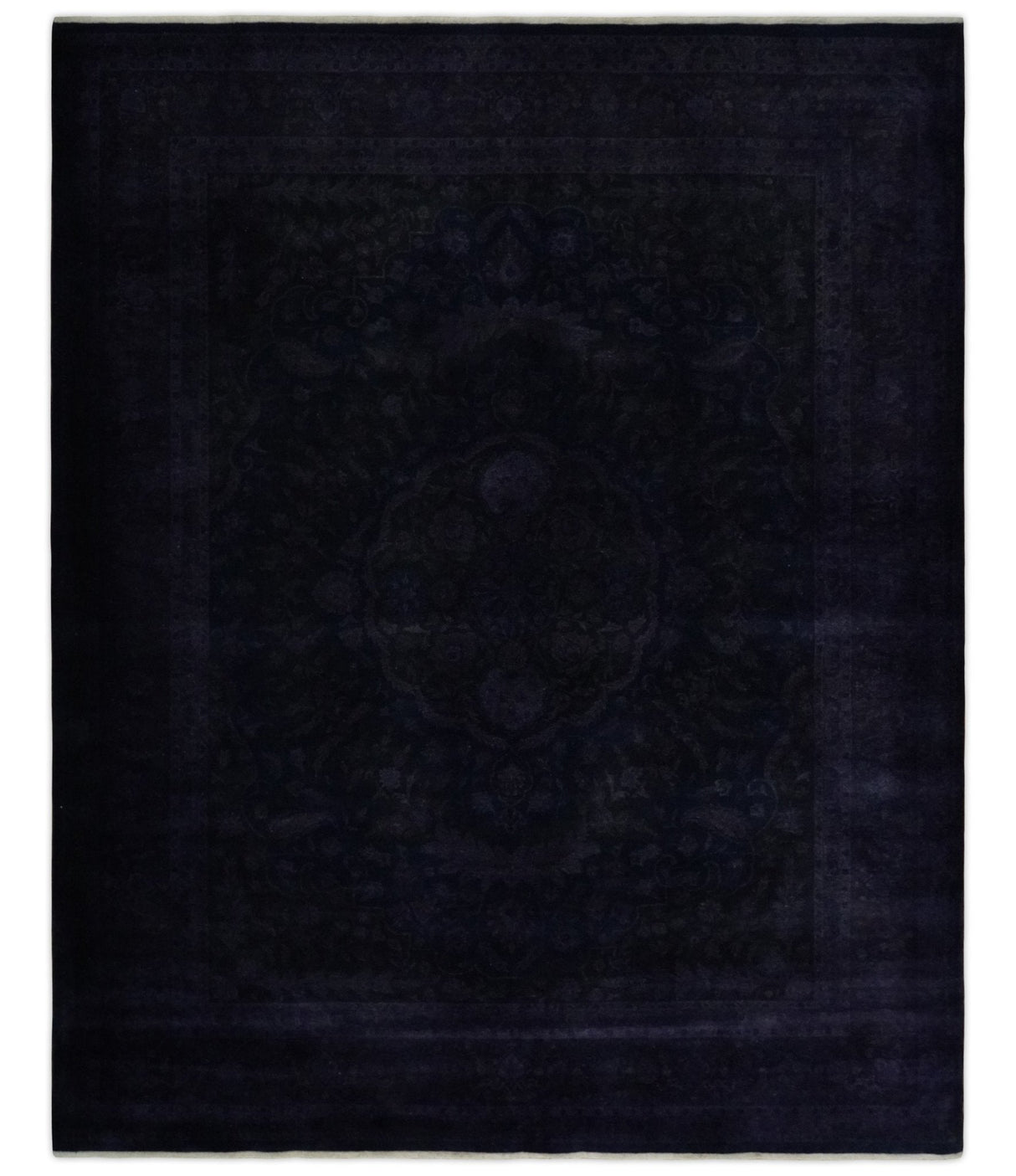 Overdyed Royal Dark Purple Hand Knotted 8x10 Traditional Oushak Design Wool Accent Rug | N362810
