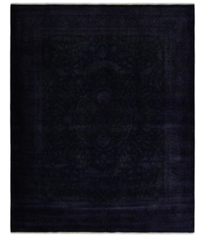 Overdyed Royal Dark Purple Hand Knotted 8x10 Traditional Oushak Design Wool Accent Rug | N362810