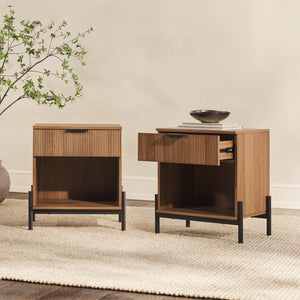 Paris Modern Scandinavian Reeded Nightstand