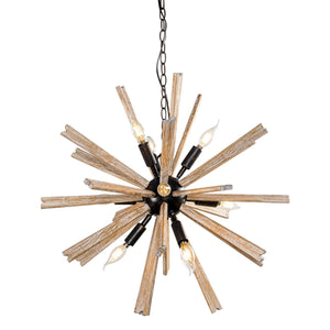 Parrot Uncle 9-Light Wood Sputnik Sphere Chandelier