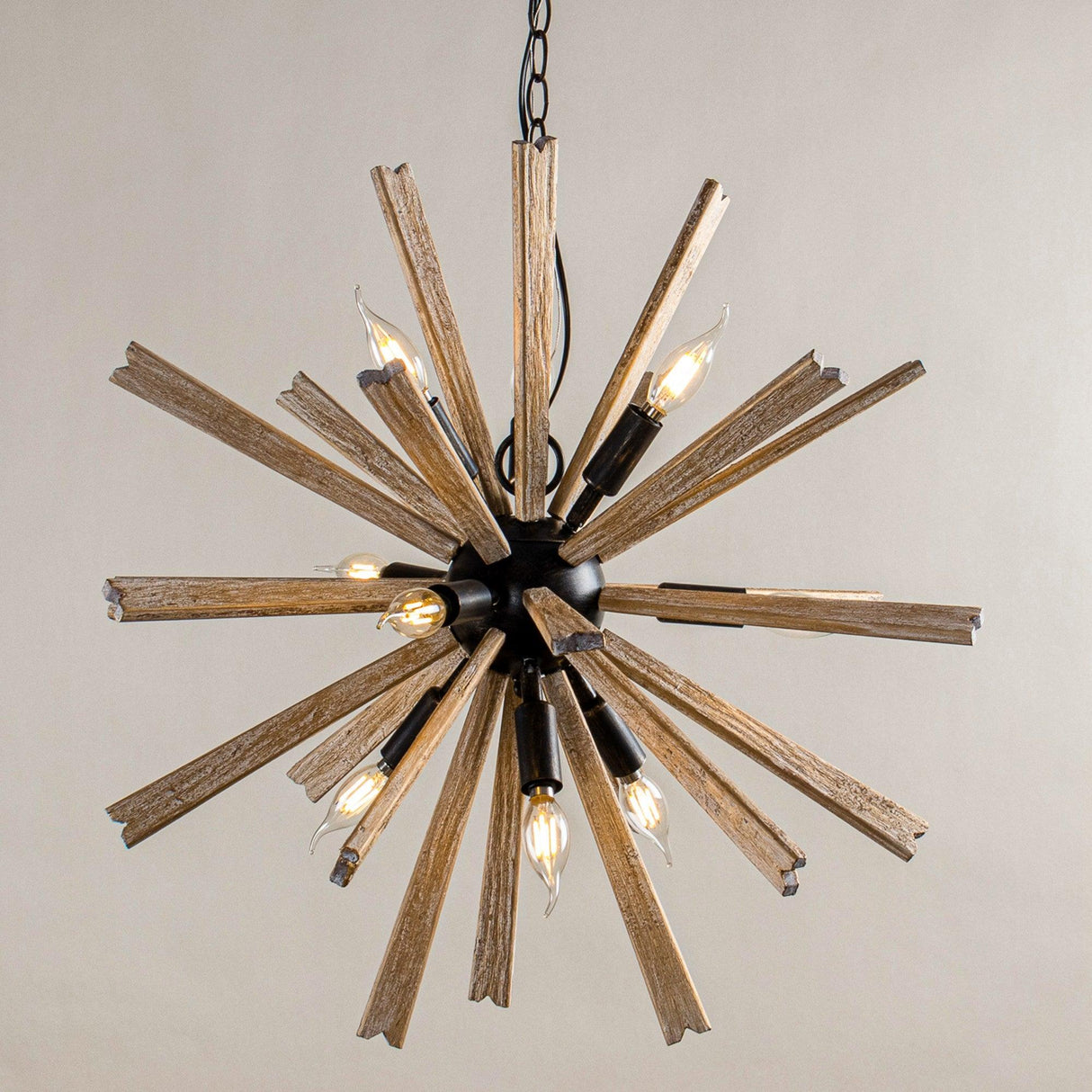 Parrot Uncle 9-Light Wood Sputnik Sphere Chandelier