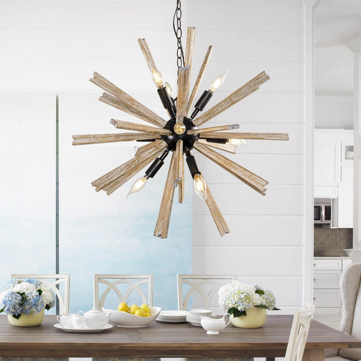 Parrot Uncle 9-Light Wood Sputnik Sphere Chandelier