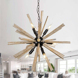 Parrot Uncle 9-Light Wood Sputnik Sphere Chandelier