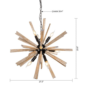 Parrot Uncle 9-Light Wood Sputnik Sphere Chandelier