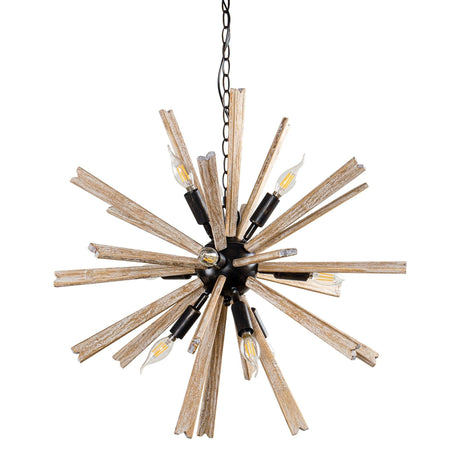 Parrot Uncle 9-Light Wood Sputnik Sphere Chandelier