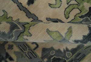 Peach, Charcoal and Green Hand knotted 8x10 and 9x12 Oushak Traditional Wool Area Rug