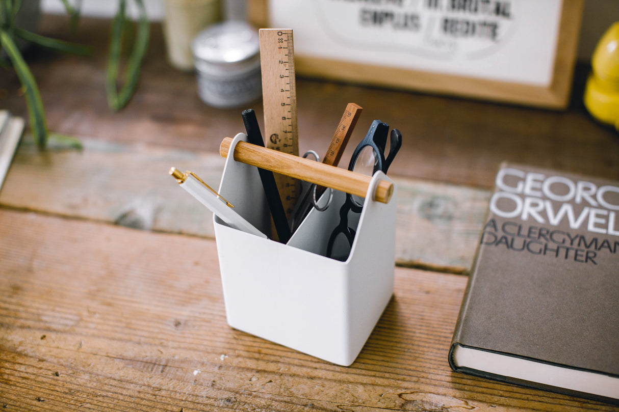 Pen + Desk Organizer - Large - Steel + Wood
