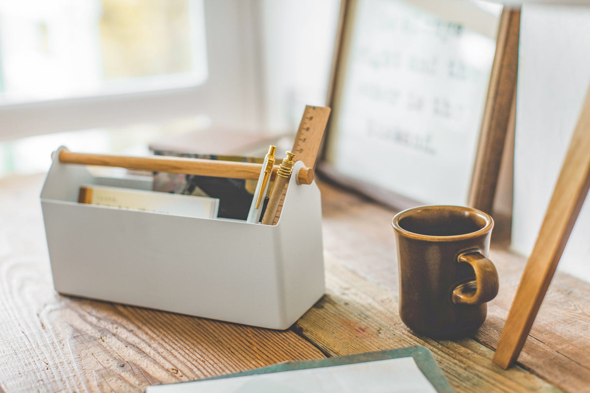 Pen + Desk Organizer - Large - Steel + Wood