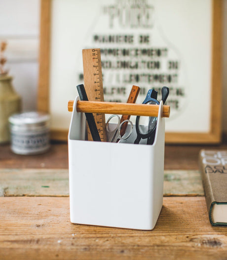 Pen + Desk Organizer - Two Sizes - Steel + Wood