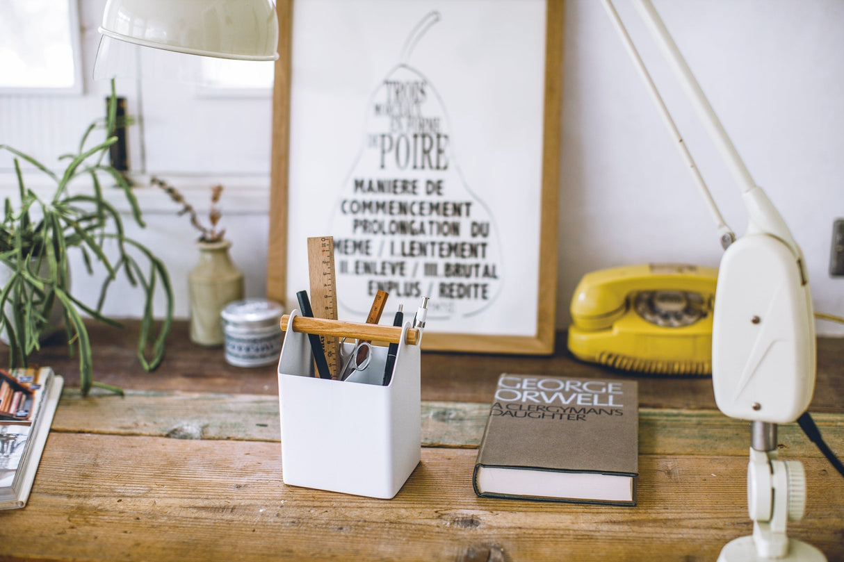 Pen + Desk Organizer - Two Sizes - Steel + Wood