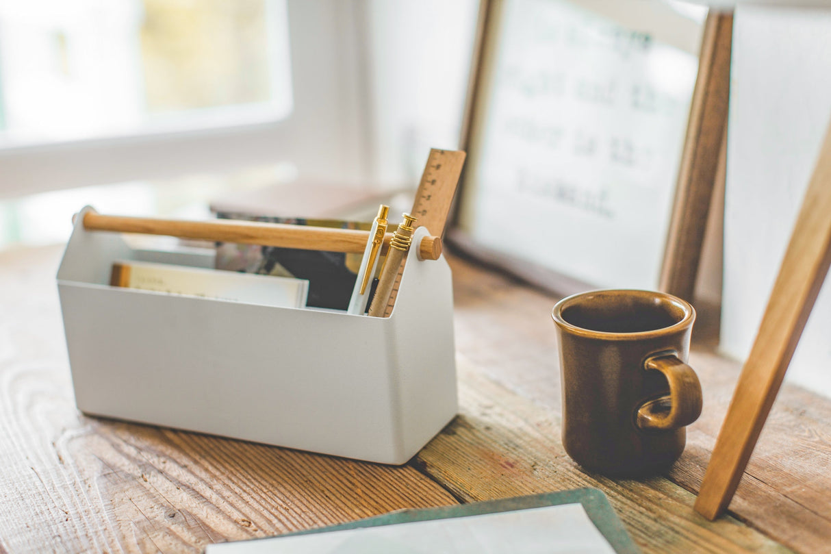 Pen + Desk Organizer - Two Sizes - Steel + Wood