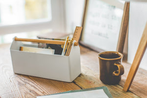 Pen + Desk Organizer - Two Sizes - Steel + Wood